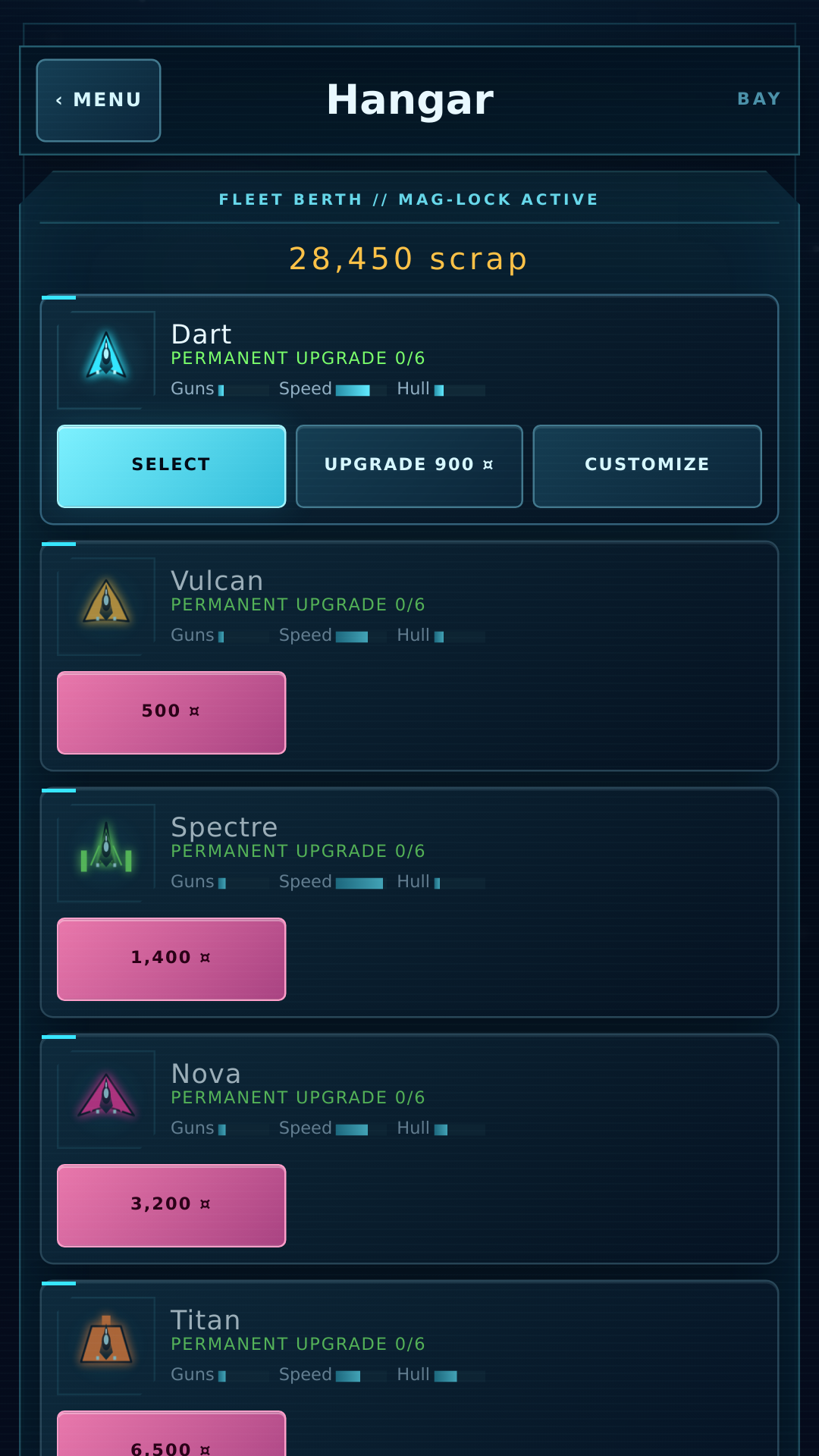 Starfall — Ship hangar